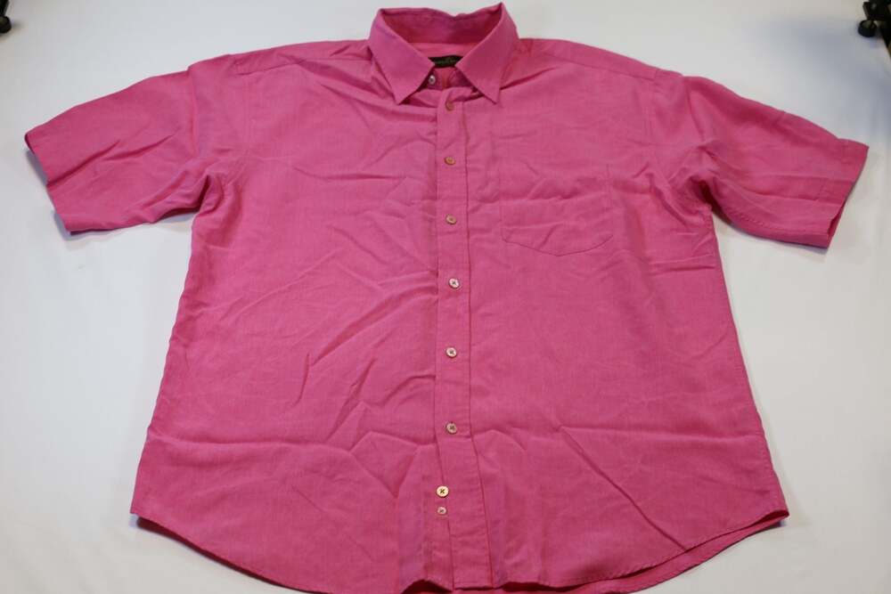 Bugatchi Uomo Pink Short Sleeve Button Down Shirt XL